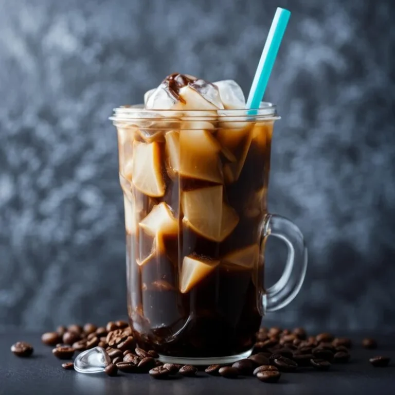 Zimna kawa z kostkami lodu